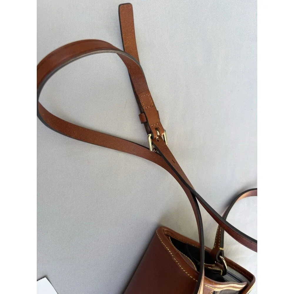 Vintage Dooney & Bourke Black Nylon Brown Leather Crossbody Shoulder Bag